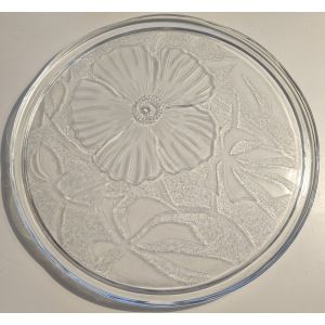 Plat À Gâteau En Verre - Décor Fleur + Cloche - Occasion