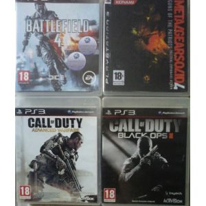 Lot À Mini Prix Des 4 Meilleurs Jeux Complets De Guerre Ps3 : Battlefield 4, Metal Gear Solid 4, Call Of Duty Advanced War, Call Of Duty Black Ops 2. Vente À L&#39;Unité Ok - Occasion