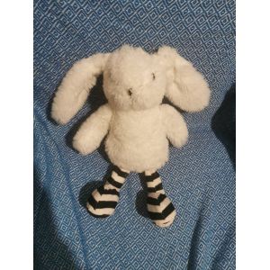 Doudou Peluche Lapin Blanc Jambes Ray&eacute; Noires S&eacute;phora - Occasion