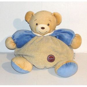 doudou ours boule beige bleu patapouf vintage 1998 peluche kaloo 28cm - Occasion