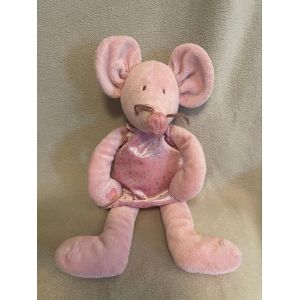 Doudou peluche souris rose robe paillettes Paris maus mouse rata - Occasion