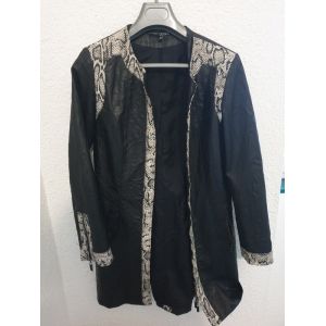 Manteau Noir Effet Python Noir Et Noir Blanc T40 - Occasion