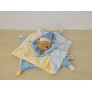 Doudou Ours Bleu Jaune Baby Nat - Occasion