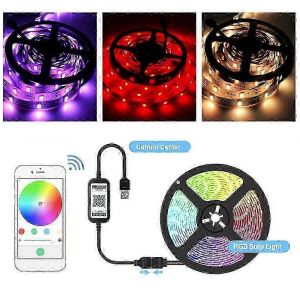 Bande LED 5050 RGB 5050 avec alimentation USB, r&eacute;tro&eacute;clairage TV, application Bluetooth et musique int&eacute;gr&eacute;es, 5 m (16,4 pi) - Occasion