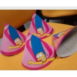 12 Chapeaux Carton Rose De F&eacute;te Marge Simpson Id&eacute;al Anniverssaire Sign&eacute; Matt Groening ( Bart Lisa Homer) - Occasion