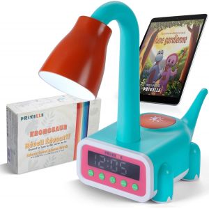 PRIXELLE-Kronosaur- reveil Enfant educatif Jour/Nuit- reveil pedagogique avec Lampe de Chevet Enfant- reveil Dinosaure- Routine Enfant avec e-Book Offert- Snooze- 5 sonneries - Lampe Dinosaure - Occasion