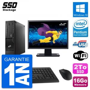 PC Fujitsu Esprimo E510 DT Ecran 22" G2020 RAM 16Go SSD 2To Windows 10 Wifi - Occasion