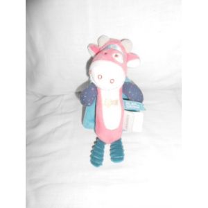 Doudou Hochet Pouet Noukies Lola La Vache Rose Cape Bleu Turquoise Play Grow Super Heros Etole Filante Doré - Occasion