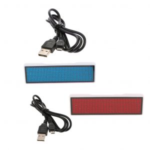 2pc Programmable LED Digital Scrolling Message Name Tag Badge Bar Rouge + Bleu - Occasion