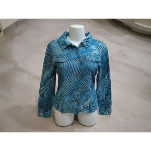 Veste En Toile Imprim&eacute;e Bleu Turquoise Taille 38 Caprices Jean'S Couture - Occasion