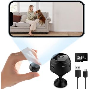 Mini Caméra, Full Hd 1080P Mini Camera Surveillance Wifi, Petite Camera Espion Sans Fil, Mini Camera Espion Sans Fil Invisible, 64Gb[Q1433] - Occasion