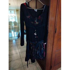 Robe Noire Et Rouge Desigual Boutons M/38 - Occasion