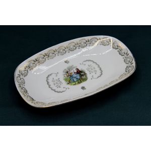 Petit Plat, Ravier, Beurrier Ou Vide Poche En Porcelaine De France - Motif Style Fragonard - Xviiième - Occasion