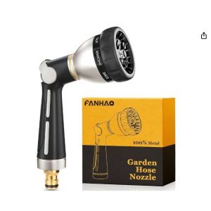 Pistolet pulv&eacute;risateur Fanhao en m&eacute;tal Gardena, buse haute pression robuste avec 8 jets diff&eacute;rents, commande au pouce, vanne marche/arr&ecirc;t pour l'arrosage du jardin, le lavage de la voiture etc. - Occasion
