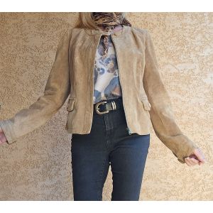 Blouson Veste En Cuir Suédé (Daim)- Laura Clément - Occasion