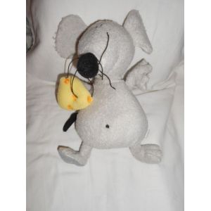 Peluche Doudou Souris Grise Rat Vert Baudet Vertbaudet Morceau De Fromage Gruyere Sadas 32cm Bille Dans Le Corps - Occasion