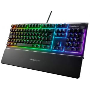 SteelSeries Apex 3 - Clavier de Gaming - Illumination RVB sur 10 Zones - Repose-Mains Magnétique Premium - Agencement Français AZERTY - Occasion