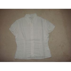 Chemisier Manches Courtes En Lin Écru Fantaisie 1.2.3 - Taille 40 - Occasion