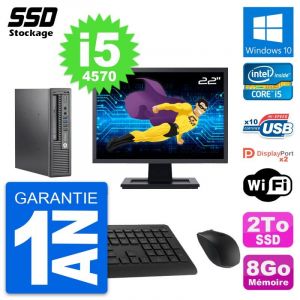 Mini PC HP 800 G1 USDT Ecran 22" Intel i5-4570 RAM 8Go SSD 2To Windows 10 Wifi - Occasion