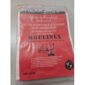 10 sacs sac aspirateur papier poussi&egrave;re hexasacs moulinex traineaux tra&icirc;neau super Compact 800s 800 s 800sl 800 sl ref.0408 ref 0408 - Occasion