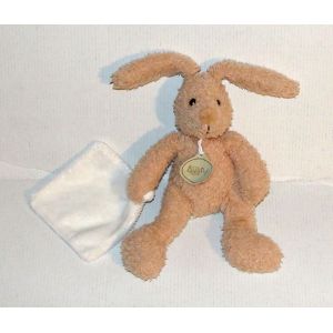 Doudou Lapin Beige Mouchoir Blanc Peluche Lapinou Baby Nat - Occasion