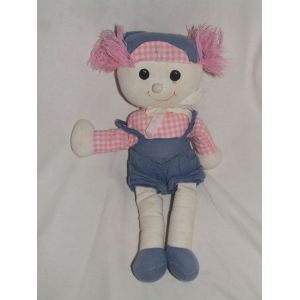 POUPEE CHIFFON VICHY ROSE ANCIEN VINTAGE 38 cm - Occasion