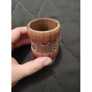 Porte Serviette En Bois D Olivier Et Tissu Provençal Marron/Violet Vintage Années 80. - Occasion