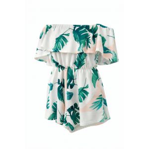 Combinaison Short &Eacute;paules D&eacute;nud&eacute;es Blanche Et Verte Taille L - Occasion