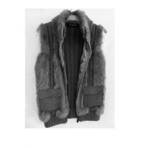 Veste Tendance Cardigan Oakwood Debardeur Gilet Sans Manche Cuir Fourrure Tricot Irlandais Gris Jacket Chandail Pullover Pull Col Mode Femme Tb Doux Zip Sur Chemise Poildoux Anthracite Taille 2 - Occasion