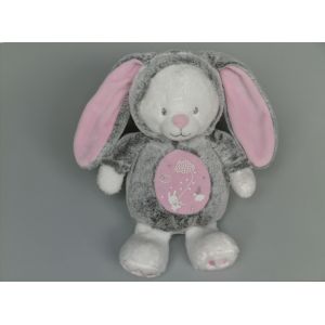 Doudou Ours Blanc Lapin Gris Rose Mots D'enfants - Occasion