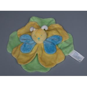 Doudou papillon plat Kimbaloo La Halle fleur jaune bleu vert - Occasion