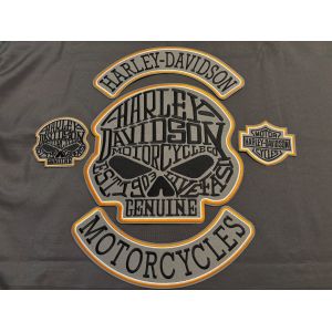 Maxi Kit 5 Écusson Patch Brodé Thermocollant Moto , Harley Davidson Tête De Mort - Occasion