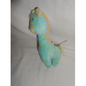 Doudou Peluche Girafe Bleu Vert Jaune Raye Tigex Jungle Bille Dans Le Corps - Occasion