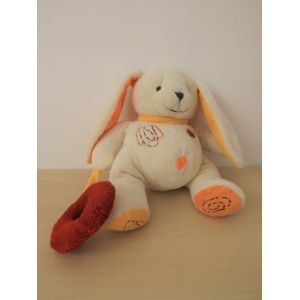 Peluche Doudou Lapin Blanc Orange Rouge Babynat Baby Nat - Occasion