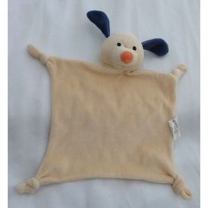 Doudou Plat Chien Beige Oreilles Bleues Museau Orange 4 Noeuds Padding - Occasion