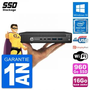 Ultra Mini PC HP 800 G2 DM Pentium G4400T RAM 16Go SSD 960Go Windows 10 Wifi - Occasion