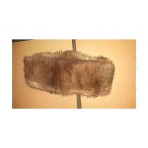 Bandeau Vison Vrai Fourrure Caramel Peau De Bete Beige Serre Tete Large Toque Chapeau Marron Clair - Occasion