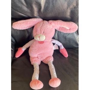 Doudou Et Compagnie Grand Lapin Rose EtBlanc Petits Points Rose Choupidoux - Occasion