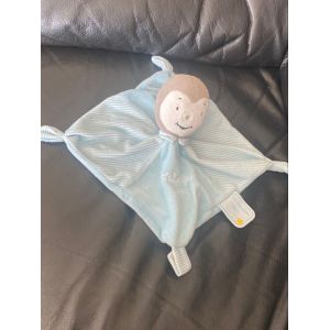 Doudou Plat T&#39;choupi Nicotoy Bleu Clair Attache Tétine Rayé 20*20cm - Occasion