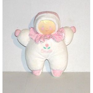 Doudou Poupee De Chiffon Lutin Fille Motif Fleurs Rose Vintage 1997 Corolle 20cm - Occasion