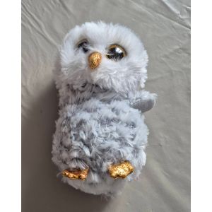 Doudou peluche Ty chouette blanche et grise 17cm - Occasion