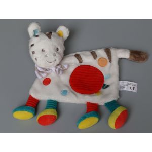 Doudou z&egrave;bre plat blanc Simba Toys rouge bleu jaune - Occasion