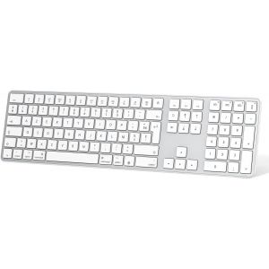 OMOTON Clavier Bluetooth sans Fil pour Mac, Clavier AZERTY Fran&ccedil;ais Rechargeable Multi-dispositifs avec 3 Canaux Bluetooth pour Apple MacBook Pro/Air, Mac Pro/Mini, iMac, Argent - Occasion
