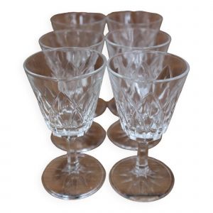 Lot De 6 VerresLiqueur Arlequin En Verre De Cristal De Reims 1950 Transparent - Occasion
