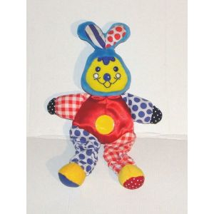 Doudou Lapin Multicolore Playskool - Peluche Lapinou Vintage 27 Cm - Occasion