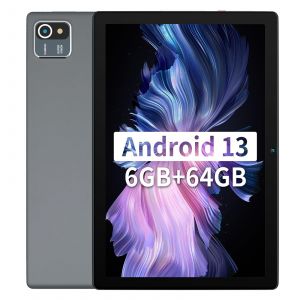 Tablette 10 Pouces, Android 13 Tablette avec 6 Go de RAM + 64 Go ROM + 128 Go SD Extension, 5000 mAh, Wi-FI, Double Cam&eacute;ra, Tablette Tactile avec Quad Core Processeur - Gris - Occasion