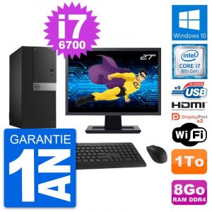 PC Tour Dell 7050 Ecran 27" Core i7-6700 RAM 8Go Disque 1To HDMI Windows 10 Wifi - Occasion