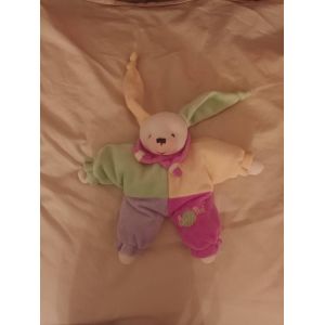 Doudou Babynat Baby Nat Lapin Arlequin Jaune Vert Mauve Rose Chien - Occasion