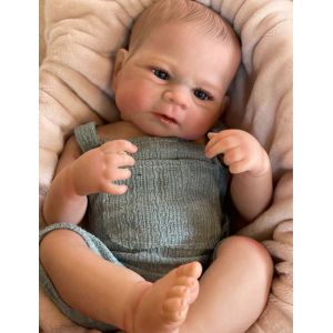 Poupée Reborn Garçon Bébé Yeux Bleus Nouveau-né Baby Réaliste 45cm - Occasion