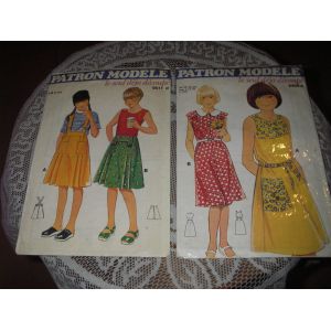 Lot de 2 patrons mod&egrave;les ,le seul d&eacute;j&agrave; d&eacute;coup&eacute; N&deg; 5511d ( jupe &agrave; bretelles 8-9-10 ans ,N&deg; 5458 ( robes 10-11-12 ans ) . - Occasion